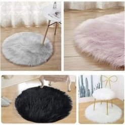 Coussin De Chaise Peluche Rond Pure Confortable Ins Style Tapis De Chaise Nappe Carpette Tapis De Pied Tapis Mouton Faux Fourrure 30cm Fontainebleau 2Pcs Blanc -France Coussin et housse de coussin Soldes Boutique 44394212 5