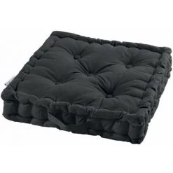 Paris Prix - Coussin De Sol Déco "panama" 45x45cm Noir