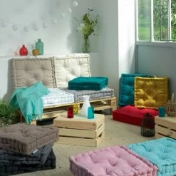 Paris Prix - Coussin De Sol Déco "panama" 45x45cm Noir -France Coussin et housse de coussin Soldes Boutique 44465557 4