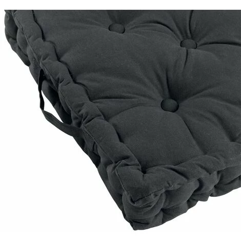 Paris Prix - Coussin De Sol Déco "panama" 60x60cm Noir 2 Paris Prix - Coussin De Sol Déco "panama" 60x60cm Noir – Image 2