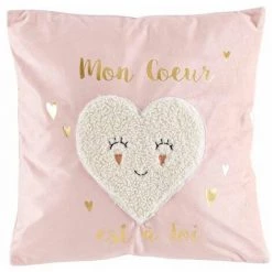 Paris Prix - Coussin Déco Enfant "lilylove" 40x40cm Rose