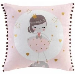 Paris Prix - Coussin Enfant "petite Princesse" 40x40cm Rose