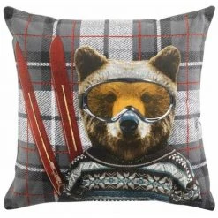 Paris Prix - Coussin Déco à Motifs "oursnow" 40x40cm Gris