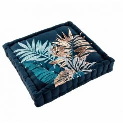 Paris Prix - Coussin De Sol Imprimé "alianor" 60x60cm Bleu