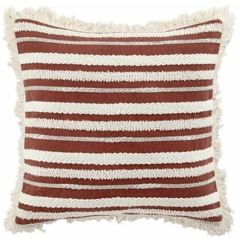 Paris Prix - Coussin Déco à Franges "atlas" 40x40cm Terracotta 1 Paris Prix - Coussin Déco à Franges "atlas" 40x40cm Terracotta