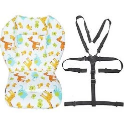 ALMI Coussin Doublure De Siège Pour Poussette/chaise Haute Pour Bébé Tapis De Protection Pour Siège Sangles Pour Chaise Haute Et Résistantes (harnais à 5 Points) 1 Costume (Animal)