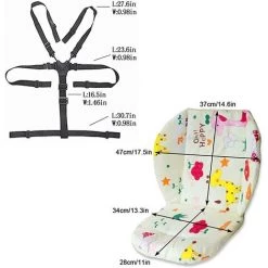 ALMI Coussin De Chaise Haute Et Bretelles, Coussin De Chaise Haute, Coussin De Chaise Haute Pour Bébé Matelassé Et Bretelles Avec Harnais 5 Points Pour Chaise Haute, 1 ensemble (girafe) -France Coussin et housse de coussin Soldes Boutique 44477545 4