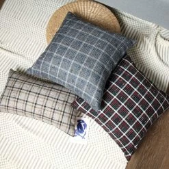 BARES Housses D'oreiller De Ferme 18x18 Pouces Ensemble De 2 Taies D'oreiller Décoratives à Carreaux Pour Canapé-lit De Salon (Kaki Naturel) -France Coussin et housse de coussin Soldes Boutique 44486903 5