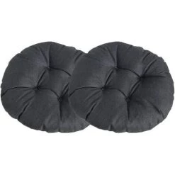 TANABATA Coussin De Chaise Rond Epais, Couleur Unie Ensemble De 2 Galette De Chaise Confortable Lin Tatami Respirant Coussins De Chaise Pour Intérieur Extérieur Jardin Patio (Noir,40x40x9cm)