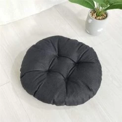 TANABATA Coussin De Chaise Rond Epais, Couleur Unie Ensemble De 2 Galette De Chaise Confortable Lin Tatami Respirant Coussins De Chaise Pour Intérieur Extérieur Jardin Patio (Noir,40x40x9cm) -France Coussin et housse de coussin Soldes Boutique 44748057 3