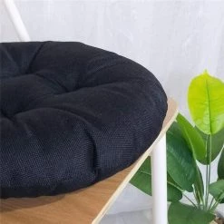 TANABATA Coussin De Chaise Rond Epais, Couleur Unie Ensemble De 2 Galette De Chaise Confortable Lin Tatami Respirant Coussins De Chaise Pour Intérieur Extérieur Jardin Patio (Noir,40x40x9cm) -France Coussin et housse de coussin Soldes Boutique 44748057 4