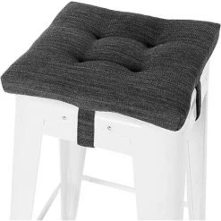 TANABATA Coussin De Siège Carré, Tabouret De Bar Super Doux Coussin De Siège Carré Avec Attaches - Un Seul Coussin, Gris-Noir (12 '' (30 Cm)),A
