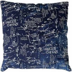 DéCOSHOP26 Coussin Bleu Brillant Motif écriture 45x45 Cm Déhoussable - Bleu