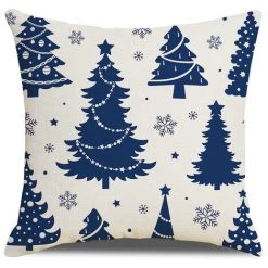 SUN FLOWER Lot De 4 Housses De Coussin De Noël En Coton Et Lin Motif Père Noël 45 X 45 Cm -France Coussin et housse de coussin Soldes Boutique 44830936 4