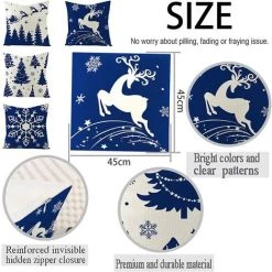 SUN FLOWER Lot De 4 Housses De Coussin De Noël En Coton Et Lin Motif Père Noël 45 X 45 Cm -France Coussin et housse de coussin Soldes Boutique 44830936 5