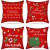 SUN FLOWERES 4Pcs Coussin De NoëL Pour DéCoration De NoëL Taie D'oreiller Pour CanapéS Housse De Coussin Pour Canapé Housse Coussin NoëL Coussin Taie D'oreiller De NoëL Ensemble 45 X 45 Cm