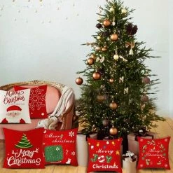 SUN FLOWERES 4Pcs Coussin De NoëL Pour DéCoration De NoëL Taie D'oreiller Pour CanapéS Housse De Coussin Pour Canapé Housse Coussin NoëL Coussin Taie D'oreiller De NoëL Ensemble 45 X 45 Cm -France Coussin et housse de coussin Soldes Boutique 44833739 3