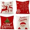 SUN FLOWERIT 4Pcs Coussin De NoëL En Coton Et Lin Pour DéCoration De NoëL Taie D'Oreiller Pour CanapéS Housse De Coussin Pour Canapé Housse Coussin NoëL Coussin Taie D'Oreiller De NoëL Ensemble 45 X 45 Cm