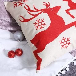 SUN FLOWERIT 4Pcs Coussin De NoëL En Coton Et Lin Pour DéCoration De NoëL Taie D'Oreiller Pour CanapéS Housse De Coussin Pour Canapé Housse Coussin NoëL Coussin Taie D'Oreiller De NoëL Ensemble 45 X 45 Cm -France Coussin et housse de coussin Soldes Boutique 44833742 5