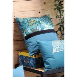 HOMEMAISON Coussin Keyra Pétrole 40 X 40 Cm - Pétrole