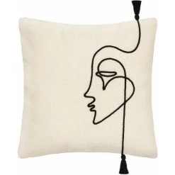 HOMEMAISON Housse De Coussin Visage En Corde Blanc Ivoire 40 X 40 Cm - Blanc Ivoire