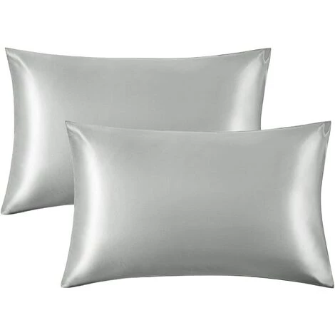 BEARSU Taie D'oreiller En Satin Pour Reine Des Cheveux Et De La Peau - Lot De 2 Taies D'oreiller En Soie Gris Argenté 20x30 Pouces - Lot De 2 Taies D'oreiller En Satin Avec Fermeture D'enveloppe 1 BEARSU Taie D'oreiller En Satin Pour Reine Des Cheveux Et De La Peau - Lot De 2 Taies D'oreiller En Soie Gris Argenté 20x30 Pouces - Lot De 2 Taies D'oreiller En Satin Avec Fermeture D'enveloppe