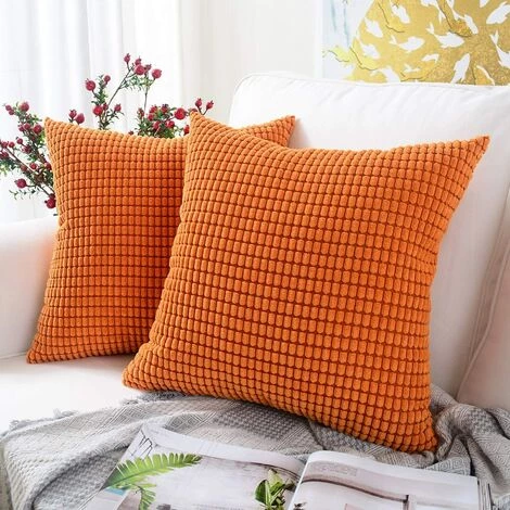BEARSU Lot De 2, Coussin Décoratif Carré En Velours Côtelé Doux Housses De Coussin Taie D'oreiller, Décorations D'intérieur Pour Canapé Canapé-lit Chaise 18x18 Pouces/45x45 Cm (Granules Orange) 1 BEARSU Lot De 2, Coussin Décoratif Carré En Velours Côtelé Doux Housses De Coussin Taie D'oreiller, Décorations D'intérieur Pour Canapé Canapé-lit Chaise 18x18 Pouces/45x45 Cm (Granules Orange)