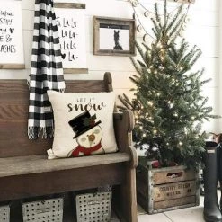 SUN FLOWER 4 Décorations De Noël Taies D'oreiller Gnome Père Noël Bonhomme De Neige Rustique Vacances D'hiver Coussins Ferme Décor De Noël Pour La Maison, Housses De Coussin De Noël Pour Canapé -France Coussin et housse de coussin Soldes Boutique 45225417 4