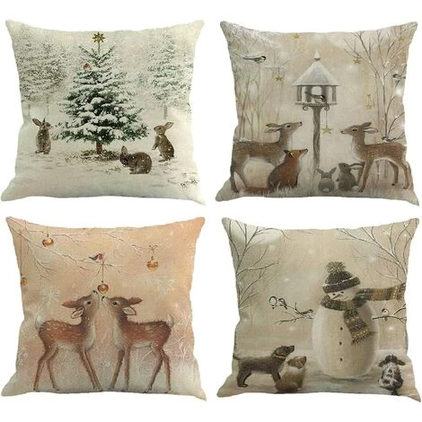 SUN FLOWER 4 Cerfs De Noël Imprimé Animal Housse De Coussin D'hiver Décoration De La Maison Housse De Coussin 18 X 18 1 SUN FLOWER 4 Cerfs De Noël Imprimé Animal Housse De Coussin D'hiver Décoration De La Maison Housse De Coussin 18 X 18
