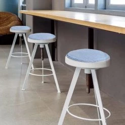 TINOR Tabouret Rond Coussins De Chaise Pour Cuisine Salle à Manger Coussins De Siège Avec Attaches Lot De 2 Coussins Antidérapants Pour Tabouret Haut Chaises Bistro Bar Siège 13 Pouces, Rayure Bleue -France Coussin et housse de coussin Soldes Boutique 45300773 3