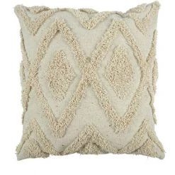 THE HOME DECO FACTORY Coussin Ethnique Losanges En Relief 40 X 40 Cm Beige - Beige