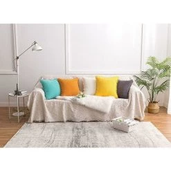 Tissu D'ameublement Salon Canapé Taie D'oreiller Taie D'oreiller Moderne Taie D'oreiller En Velours Côtelé De Couleur Unie (jaune D'oie, 45 * 45 Cm),HANBING -France Coussin et housse de coussin Soldes Boutique 45480724 5