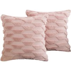 Housse De Coussin De Canapé En Peluche Trapézoïdale Géométrique, Housse De Coussin De Couleur Unie Pour La Maison (2 Pièces, Poudre De Cuir, 45 * 45cm),HANBING