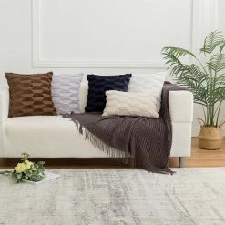 Housse De Coussin De Canapé En Peluche Trapézoïdale Géométrique, Housse De Coussin De Couleur Unie Pour La Maison (2 Pièces, Poudre De Cuir, 45 * 45cm),HANBING -France Coussin et housse de coussin Soldes Boutique 45481105 5