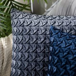 Taie D'oreiller En Crêpe Pressé Taie D'oreiller Chambre Salon Coussin Taie D'oreiller (bleu Foncé, 40*40cm),HANBING -France Coussin et housse de coussin Soldes Boutique 45487629 3