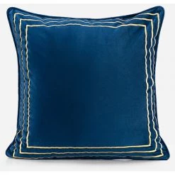 Housse De Coussin Brodée Holland Velvet, Carré Géométrique, Housse De Coussin De Canapé De Luxe Léger Moderne (bleu, 45 * 45cm),HANBING