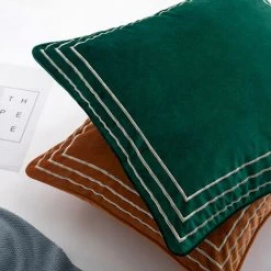 Housse De Coussin Brodée Holland Velvet, Carré Géométrique, Housse De Coussin De Canapé De Luxe Léger Moderne (bleu, 45 * 45cm),HANBING -France Coussin et housse de coussin Soldes Boutique 45487638 3