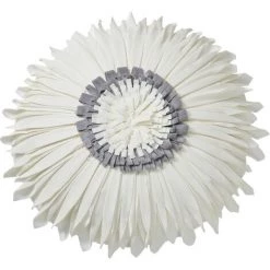 Coussin Chrysanthème Rond Hollande Velours Cousu Coussin Taie D'Oreiller, Blanc, 45cm,HANBING