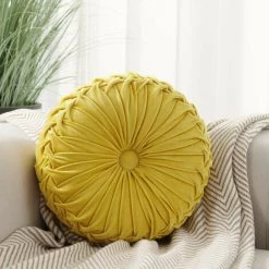 Holland Velvet Coussin Décoration Canapé Décoration Coussin Rond, Gris, 35cm,HANBING -France Coussin et housse de coussin Soldes Boutique 45487682 3