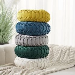 Holland Velvet Coussin Décoration Canapé Décoration Coussin Rond, Gris, 35cm,HANBING -France Coussin et housse de coussin Soldes Boutique 45487682 5