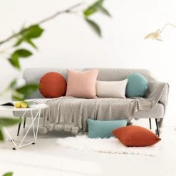 Oreiller De Canapé En Coton Et Lin, Couleur Unie, Coussin En Lin, Dossier, Taie D'oreiller Chez L'habitant, 45 * 45 Cm, Jaune,HANBING -France Coussin et housse de coussin Soldes Boutique 45487692 3