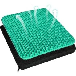 ELLE Coussin De Siège En Gel Respirant Avec Revêtement Antidérapant Pour Aider à Soulager Les Maux De Dos, Utilisé Dans Les Voitures, Les Bureaux, Les Fauteuils Roulants (Vert)
