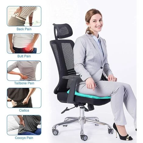 ELLE Coussin De Siège En Gel Respirant Avec Revêtement Antidérapant Pour Aider à Soulager Les Maux De Dos, Utilisé Dans Les Voitures, Les Bureaux, Les Fauteuils Roulants (Vert) 2 ELLE Coussin De Siège En Gel Respirant Avec Revêtement Antidérapant Pour Aider à Soulager Les Maux De Dos, Utilisé Dans Les Voitures, Les Bureaux, Les Fauteuils Roulants (Vert) – Image 2