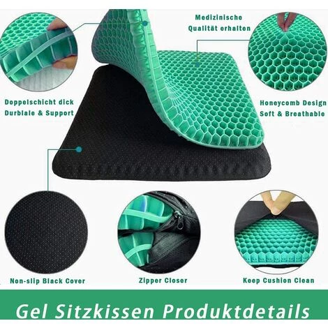 ELLE Coussin De Siège En Gel Respirant Avec Revêtement Antidérapant Pour Aider à Soulager Les Maux De Dos, Utilisé Dans Les Voitures, Les Bureaux, Les Fauteuils Roulants (Vert) 3 ELLE Coussin De Siège En Gel Respirant Avec Revêtement Antidérapant Pour Aider à Soulager Les Maux De Dos, Utilisé Dans Les Voitures, Les Bureaux, Les Fauteuils Roulants (Vert) – Image 3