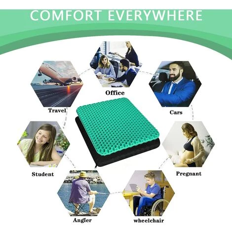 ELLE Coussin De Siège En Gel Respirant Avec Revêtement Antidérapant Pour Aider à Soulager Les Maux De Dos, Utilisé Dans Les Voitures, Les Bureaux, Les Fauteuils Roulants (Vert) 4 ELLE Coussin De Siège En Gel Respirant Avec Revêtement Antidérapant Pour Aider à Soulager Les Maux De Dos, Utilisé Dans Les Voitures, Les Bureaux, Les Fauteuils Roulants (Vert) – Image 4
