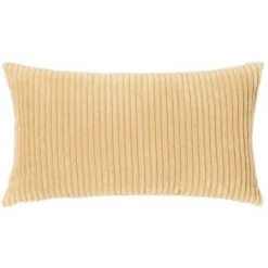 LOLA HOME Coussin Rectangulaire En Velours Côtelé Beige 50x30 Cm