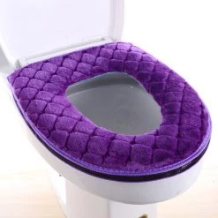 Housse De Siège De Toilette Macaron, Coussin De Salle De Bain, Doux Et Chaud, Lavable Violet