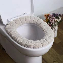 MACARON Housses De Siège De Toilette Chauffe-siège De Toilette Lavable Chauffe-siège De Toilette Coussin De Siège De Toilette Warmer Soft Tissu épais, Extensible, Lavable 3 Pièces