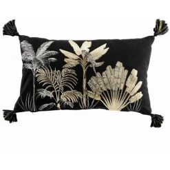 Paris Prix - Coussin Déco Imprimé "karaba" 30x50cm Noir