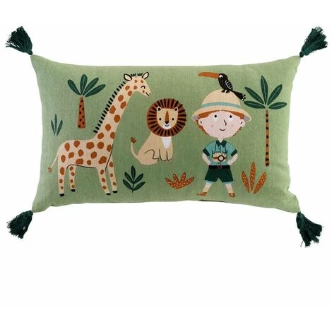 Paris Prix - Coussin Enfant "léo L'explorateur" 30x50cm Vert 1 Paris Prix - Coussin Enfant "léo L'explorateur" 30x50cm Vert